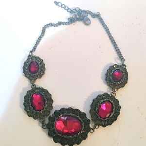 Ruby red statement necklace 18"